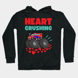 Kids and Toddlers Monster Truck Heart Crushing Valentines Day Hoodie